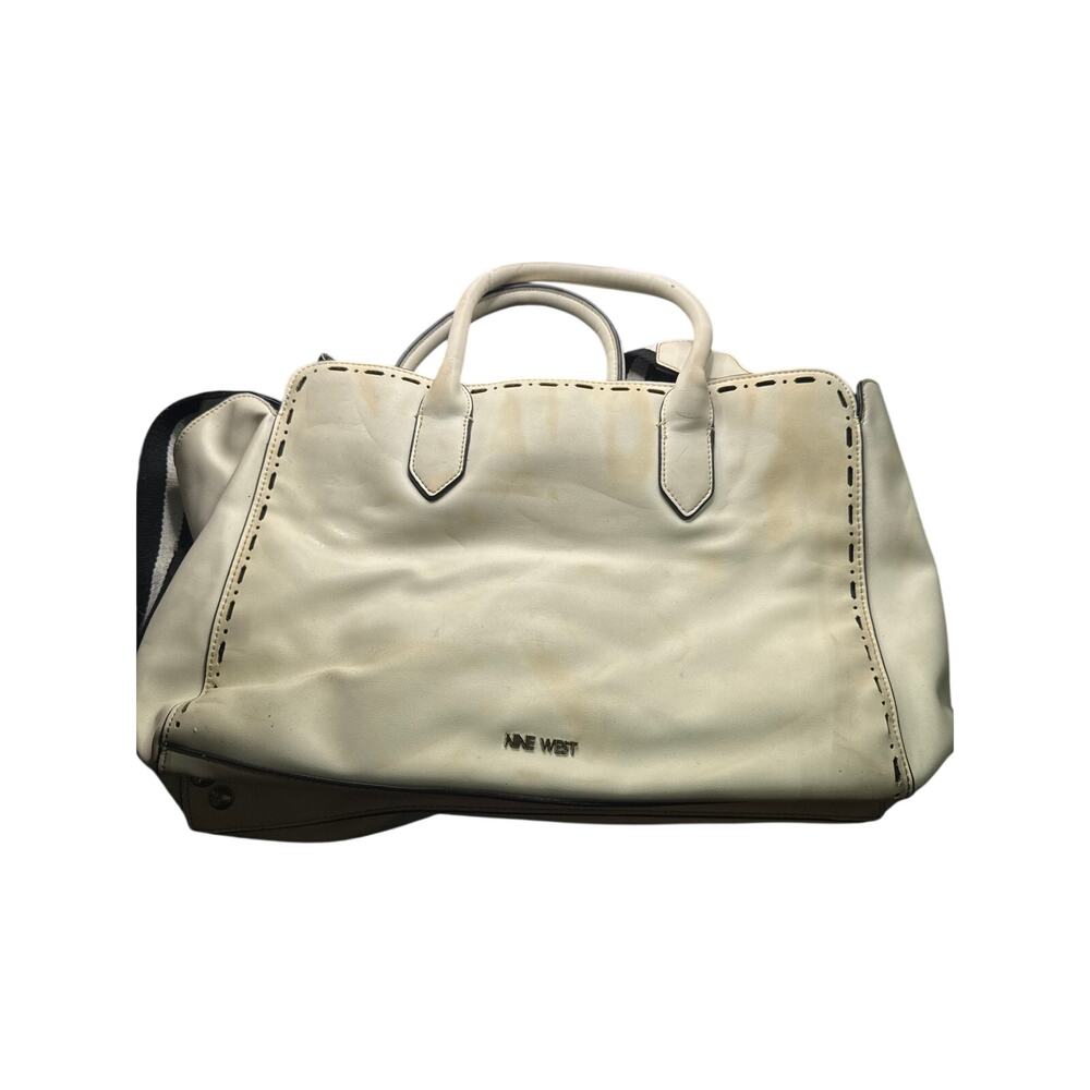 Nine West‎ Off White Cream Faux Leather Large Shoulder Bag Tote Purse